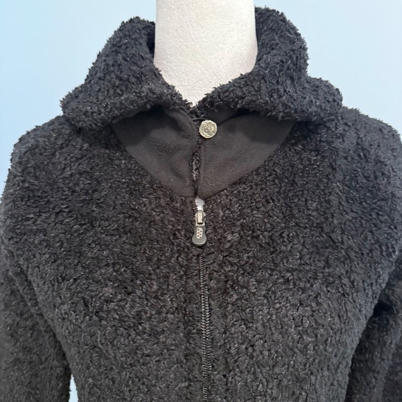 Patagonia Jacket Women’s Small Black Synchilla Fleece Curly Q‎ Shawl Collar - Picture 2 of 9